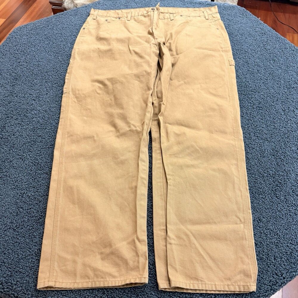 Dickies Utility Jeans Mens 48x32 Brown Duck Painter Pants Extra Pockets